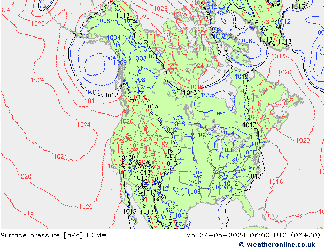 приземное давление ECMWF пн 27.05.2024 06 UTC