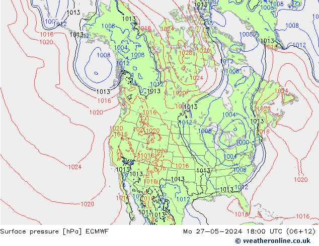 Surface pressure ECMWF Mo 27.05.2024 18 UTC