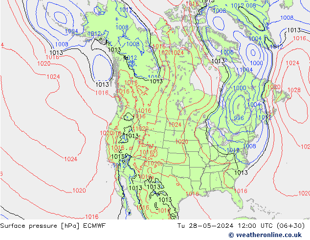 pressão do solo ECMWF Ter 28.05.2024 12 UTC