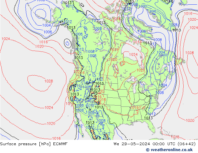 Surface pressure ECMWF We 29.05.2024 00 UTC