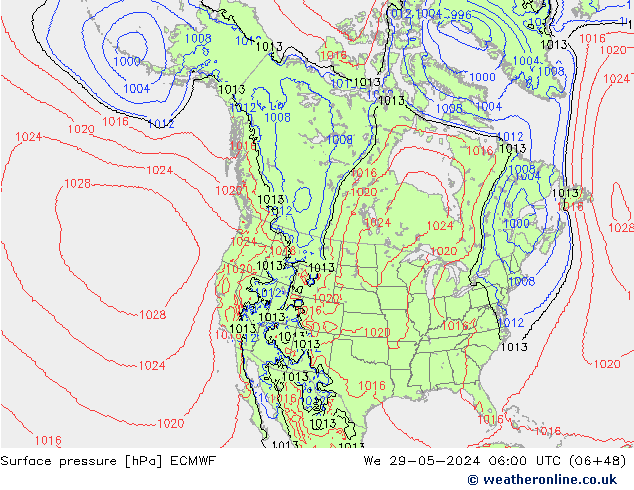 Atmosférický tlak ECMWF St 29.05.2024 06 UTC