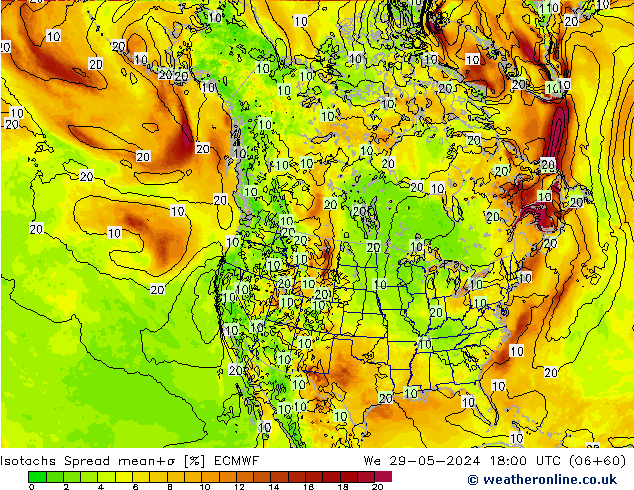 Isotachs Spread ECMWF We 29.05.2024 18 UTC