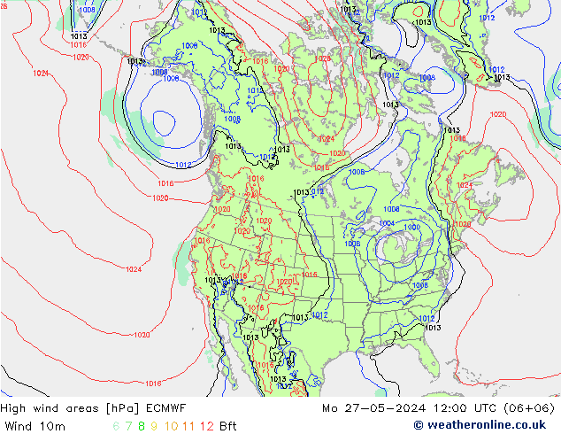 High wind areas ECMWF lun 27.05.2024 12 UTC