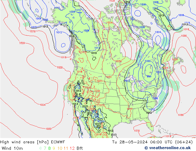 Izotacha ECMWF wto. 28.05.2024 06 UTC