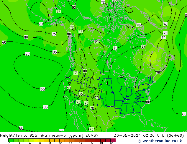 Height/Temp. 925 hPa ECMWF Th 30.05.2024 00 UTC