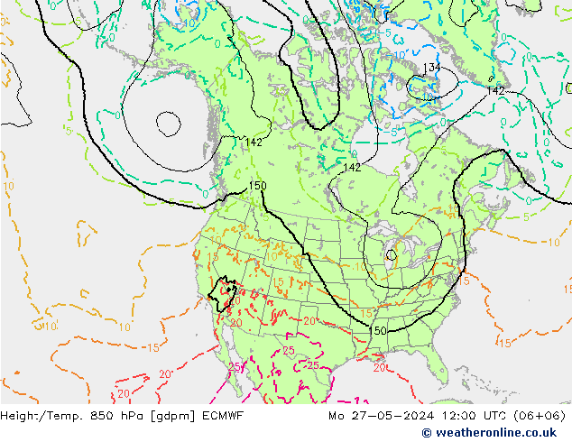 Yükseklik/Sıc. 850 hPa ECMWF Pzt 27.05.2024 12 UTC