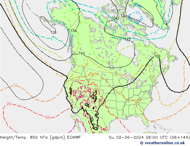 Hoogte/Temp. 850 hPa ECMWF zo 02.06.2024 06 UTC