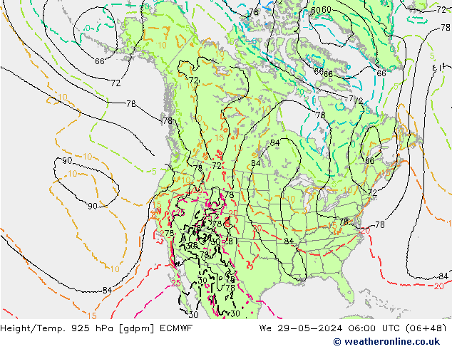 Height/Temp. 925 hPa ECMWF St 29.05.2024 06 UTC