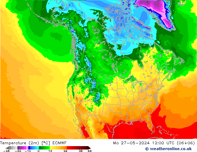 Temperatura (2m) ECMWF lun 27.05.2024 12 UTC