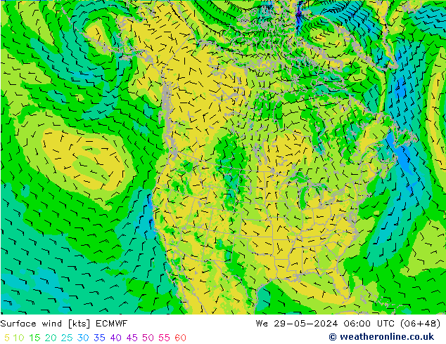 Wind 10 m ECMWF wo 29.05.2024 06 UTC