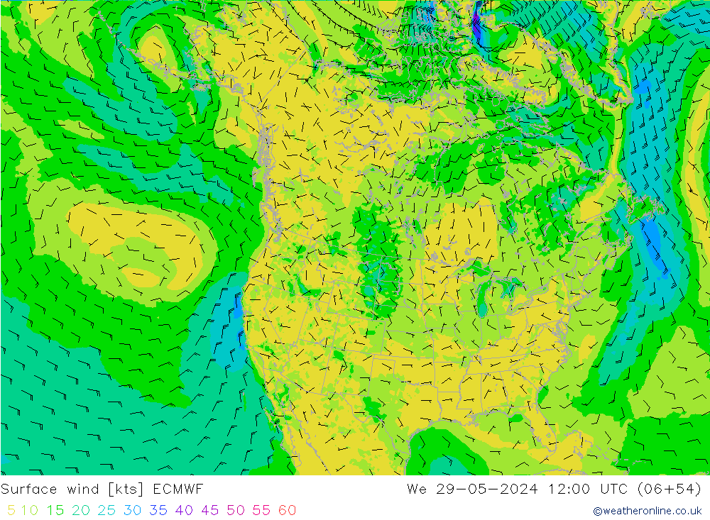 Wind 10 m ECMWF wo 29.05.2024 12 UTC