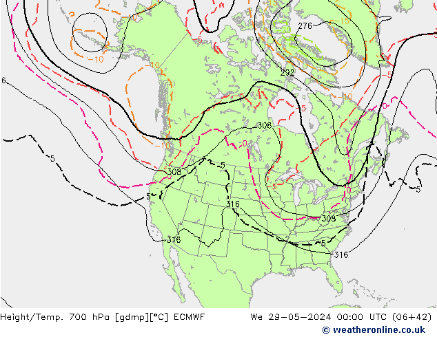 Height/Temp. 700 hPa ECMWF We 29.05.2024 00 UTC