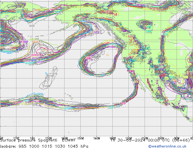 Surface pressure Spaghetti ECMWF Th 30.05.2024 00 UTC