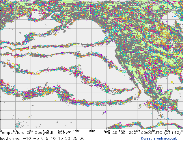 Sıcaklık Haritası 2m Spaghetti ECMWF Çar 29.05.2024 00 UTC