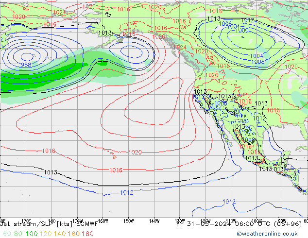 Jet stream/SLP ECMWF Pá 31.05.2024 06 UTC