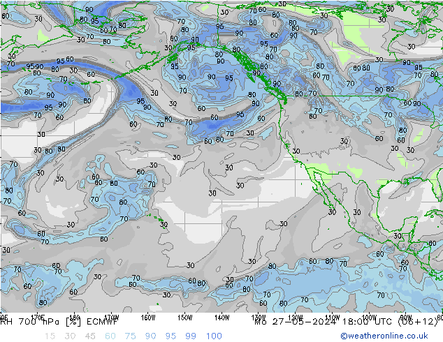 RH 700 hPa ECMWF Mo 27.05.2024 18 UTC