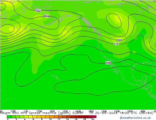 Height 500 hPa Spread ECMWF Th 30.05.2024 18 UTC