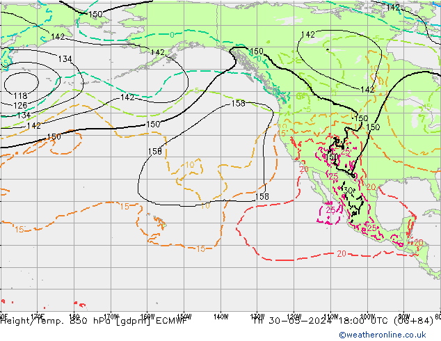 Height/Temp. 850 hPa ECMWF Th 30.05.2024 18 UTC