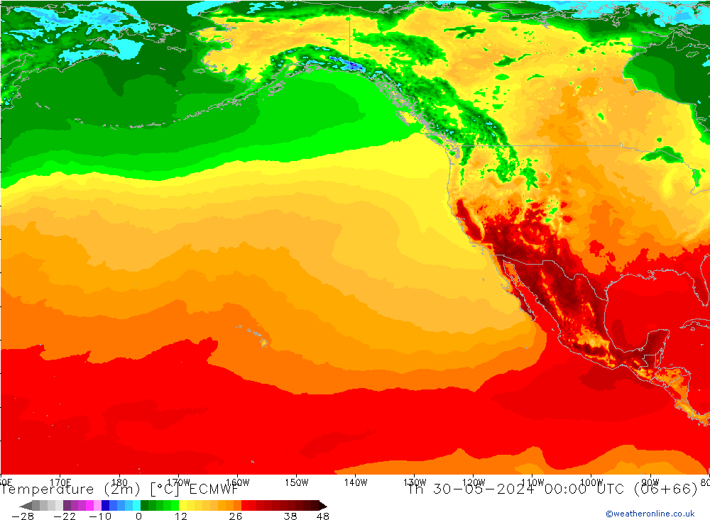 карта температуры ECMWF чт 30.05.2024 00 UTC