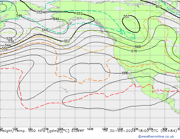 Height/Temp. 500 hPa ECMWF Th 30.05.2024 18 UTC