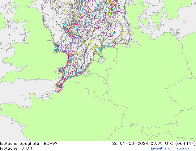 Izotacha Spaghetti ECMWF so. 01.06.2024 00 UTC