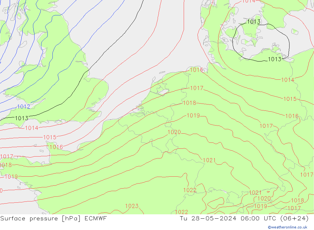 Bodendruck ECMWF Di 28.05.2024 06 UTC