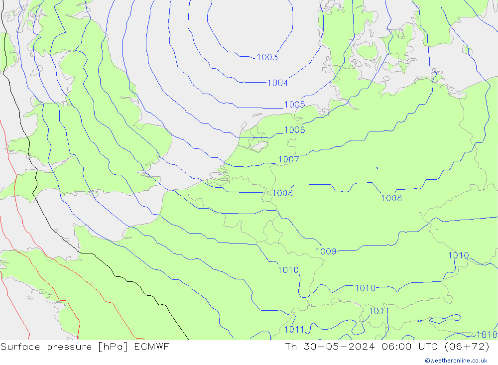 pression de l'air ECMWF jeu 30.05.2024 06 UTC