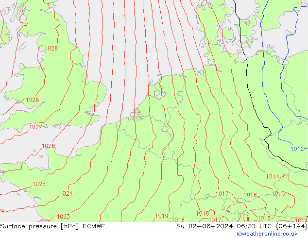 Luchtdruk (Grond) ECMWF zo 02.06.2024 06 UTC