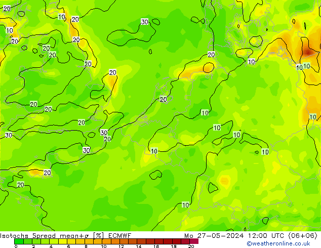 Eşrüzgar Hızları Spread ECMWF Pzt 27.05.2024 12 UTC