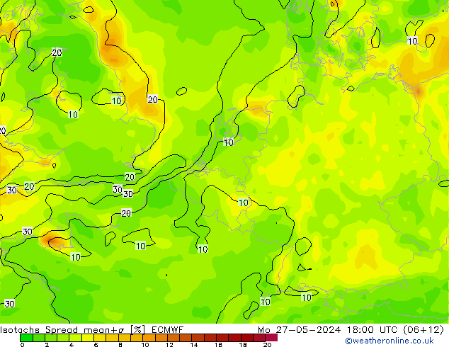 Isotachen Spread ECMWF Mo 27.05.2024 18 UTC