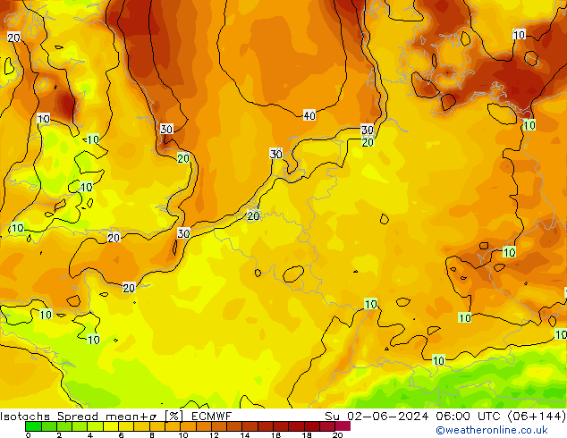 Isotachs Spread ECMWF Вс 02.06.2024 06 UTC