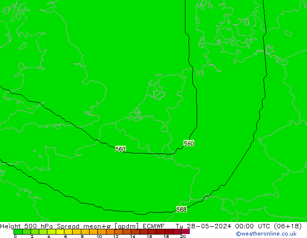 Height 500 hPa Spread ECMWF Tu 28.05.2024 00 UTC