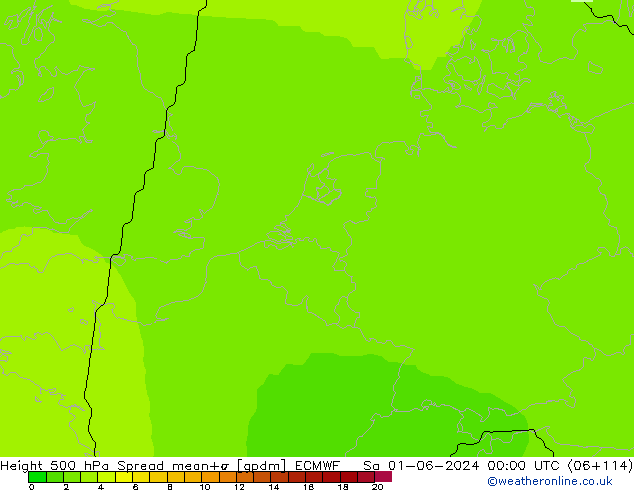 Height 500 hPa Spread ECMWF Sa 01.06.2024 00 UTC