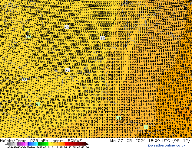 Height/Temp. 925 hPa ECMWF 星期一 27.05.2024 18 UTC