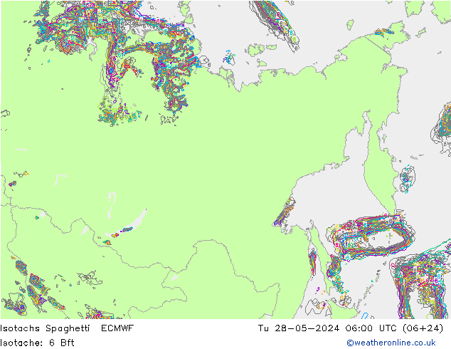 Isotachs Spaghetti ECMWF Ter 28.05.2024 06 UTC