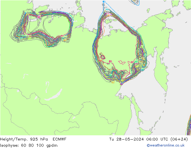 Height/Temp. 925 hPa ECMWF Tu 28.05.2024 06 UTC