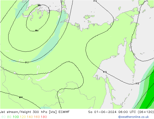 Prąd strumieniowy ECMWF so. 01.06.2024 06 UTC