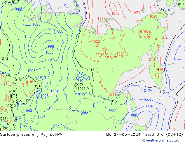 Surface pressure ECMWF Mo 27.05.2024 18 UTC