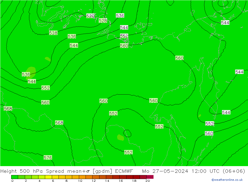 Hoogte 500 hPa Spread ECMWF ma 27.05.2024 12 UTC