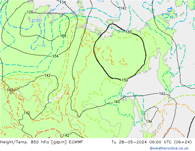 Height/Temp. 850 hPa ECMWF Tu 28.05.2024 06 UTC