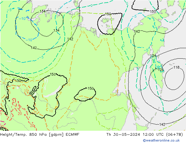 Height/Temp. 850 hPa ECMWF  30.05.2024 12 UTC