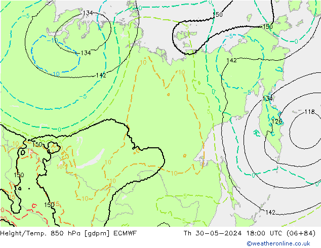 Hoogte/Temp. 850 hPa ECMWF do 30.05.2024 18 UTC