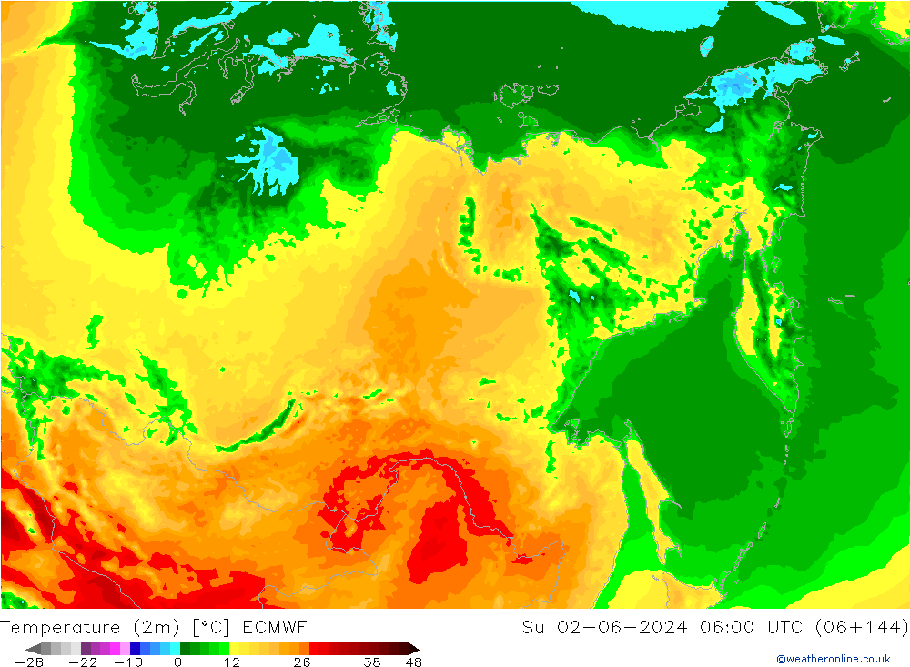 Temperature (2m) ECMWF Ne 02.06.2024 06 UTC