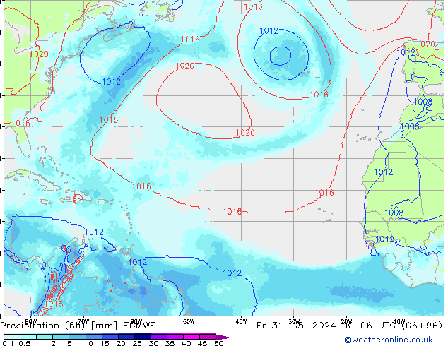 Precipitation (6h) ECMWF Fr 31.05.2024 06 UTC