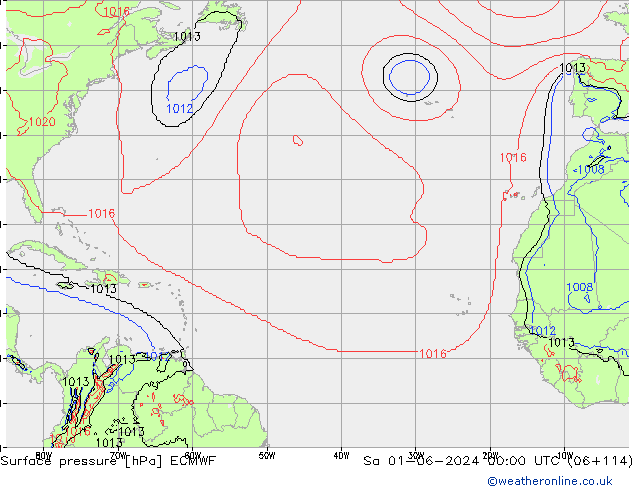 Atmosférický tlak ECMWF So 01.06.2024 00 UTC