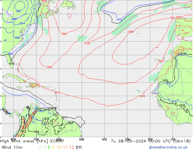 High wind areas ECMWF Tu 28.05.2024 00 UTC