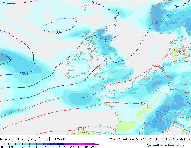 Precipitazione (6h) ECMWF lun 27.05.2024 18 UTC