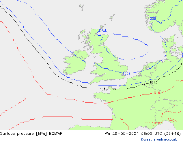 Atmosférický tlak ECMWF St 29.05.2024 06 UTC