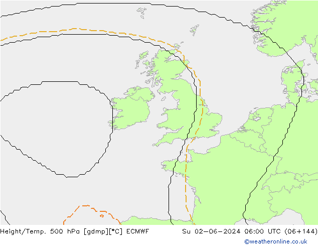 Height/Temp. 500 hPa ECMWF Su 02.06.2024 06 UTC