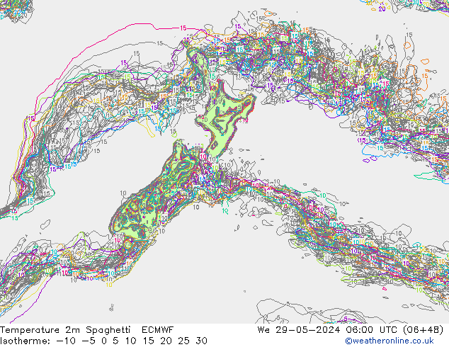 карта температуры Spaghetti ECMWF ср 29.05.2024 06 UTC